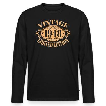 Millésime 1948 - 74 ans, cadeau de 74e anniversaire - T-shirt manches longues Premium bio Homme - noir - Devant - Nico (187cm)