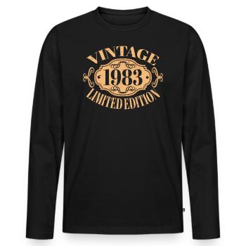 Vintage 1983 - 40 Years Old, 40th Birthday Gift - Men's Premium Organic Long Sleeve Shirt - black - Front - Nico (187cm)