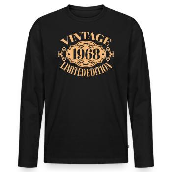 Millésime 1968 - 54 ans, cadeau de 54e anniversaire - T-shirt manches longues Premium bio Homme - noir - Devant - Nico (187cm)