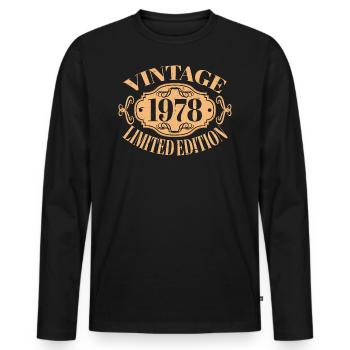 Millésime 1978 - 44 ans, cadeau de 44e anniversaire - T-shirt manches longues Premium bio Homme - noir - Devant - Nico (187cm)