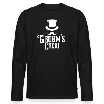 Groom's Crew Top Hat Schnurrbart Herren Junggesellenabschied - Männer Premium Bio Langarmshirt - Schwarz - Vorne - Nico (187cm)