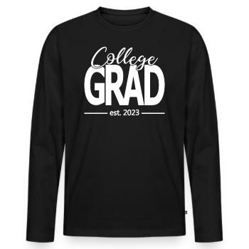 College Grad Est. 2023 Graduated Graduation Party - Men's Premium Organic Long Sleeve Shirt - black - Front - Nico (187cm)