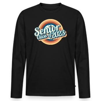 Cadeau de fête de remise des diplômes rétro de la classe senior de 2023 - T-shirt manches longues Premium bio Homme - noir - Devant - Nico (187cm)
