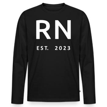 RN Est. 2023 Graduation Étudiante autorisée en soins infirmiers - T-shirt manches longues Premium bio Homme - noir - Devant - Nico (187cm)