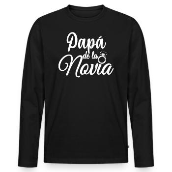Papa de la Novia Bride's Father Wedding Gift - Men's Premium Organic Long Sleeve Shirt - black - Front - Nico (187cm)
