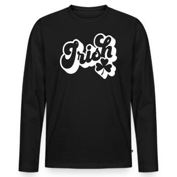Cadeau de la Saint-Patrick Trèfle Hommes, Femmes, Enfants - T-shirt manches longues Premium bio Homme - noir - Devant - Nico (187cm)