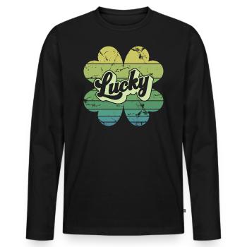 Cadeau de la Saint-Patrick Trèfle Hommes, Femmes, Enfants - T-shirt manches longues Premium bio Homme - noir - Devant - Nico (187cm)