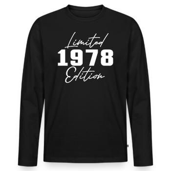 45e anniversaire Hommes Femmes Anniversaire 45 ans - T-shirt manches longues Premium bio Homme - noir - Devant - Nico (187cm)