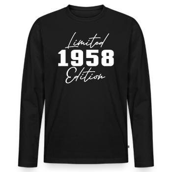 65th Birthday Men Women Anniversary 65 Years Old - Men's Premium Organic Long Sleeve Shirt - black - Front - Nico (187cm)