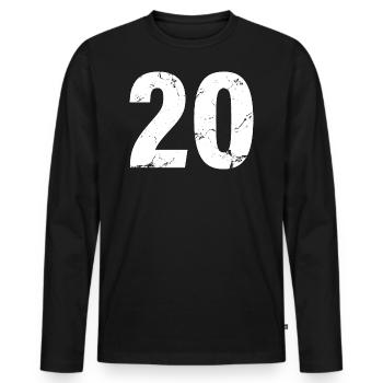 Cool Number 20 - 20 ans 20th Birthday Gift - T-shirt manches longues Premium bio Homme - noir - Devant - Nico (187cm)