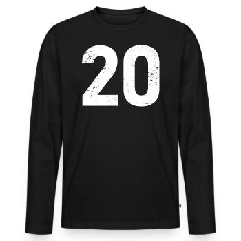 Cool Number 20 - 20 ans 20th Birthday Gift - T-shirt manches longues Premium bio Homme - noir - Devant - Nico (187cm)
