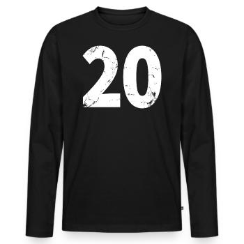 Cool Number 20 - 20 ans 20th Birthday Gift - T-shirt manches longues Premium bio Homme - noir - Devant - Nico (187cm)