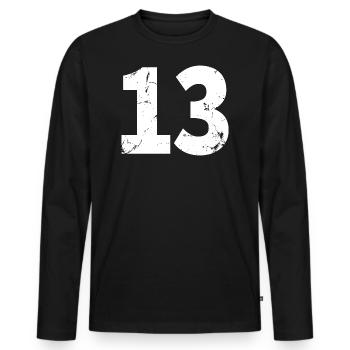 Cool Number 13 - 13 Years Old 13th Birthday Gift - Men's Premium Organic Long Sleeve Shirt - black - Front - Nico (187cm)
