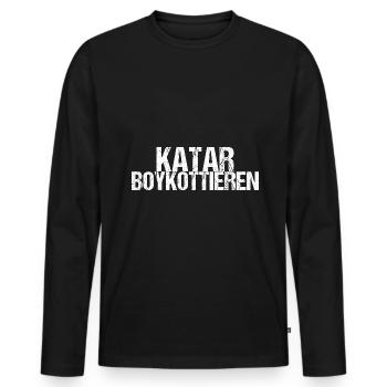 Katar boykottieren Boykott Geschenk - Männer Premium Bio Langarmshirt - Schwarz - Vorne - Nico (187cm)