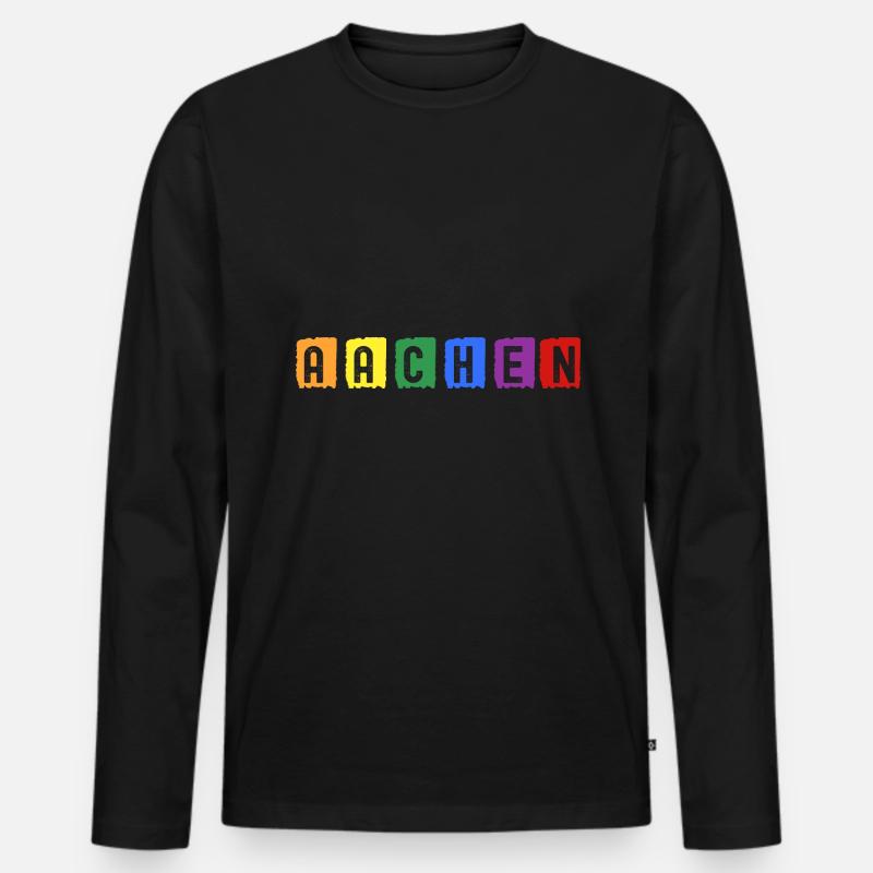 Aachen Stadt Skyline - Männer Premium Bio Langarmshirt - Schwarz