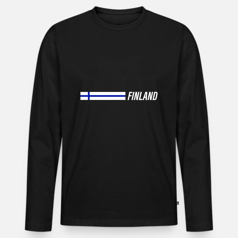 Finnland Flagge - Männer Premium Bio Langarmshirt - Schwarz