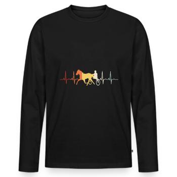 Trotter Trotting in Heartbeat ECG Pulse Style - Men's Premium Organic Long Sleeve Shirt - black - Front - Nico (187cm)