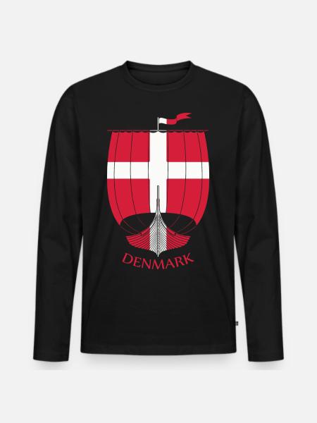 Denmark Viking Ship - Men's Premium Organic Long Sleeve Shirt - black