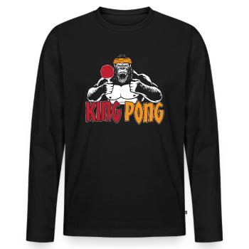 King Pong der Tischtennis Gorilla Kong - Männer Premium Bio Langarmshirt - Schwarz - Vorne - Nico (187cm)