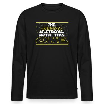 Sarkasmus in einer weit entfernten Galaxis - Männer Premium Bio Langarmshirt - Schwarz - Vorne - Nico (187cm)