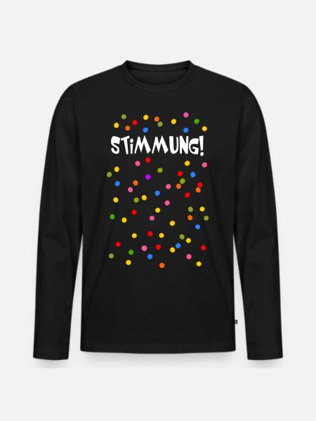 Stimmung Konfetti Fasching Karneval Silvester bunt - Männer Premium Bio Langarmshirt - Schwarz