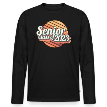 Cadeau de fête de remise des diplômes rétro de la classe senior de 2023 - T-shirt manches longues Premium bio Homme - noir - Devant - Nico (187cm)
