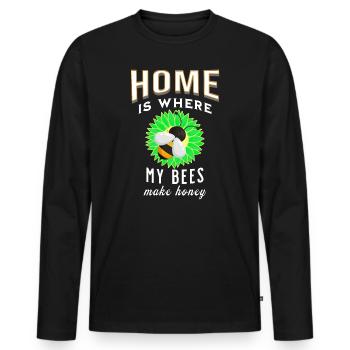 home's where my bees make honey homefeeling - Men's Premium Organic Long Sleeve Shirt - black - Front - Nico (187cm)