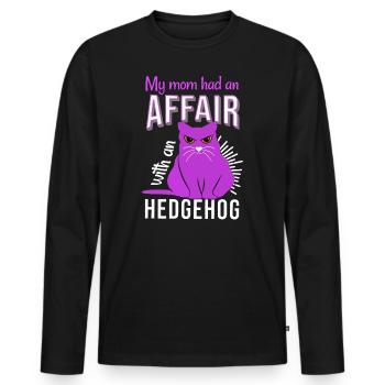 my mom had an affair with an hedgehog fun cat fat - Men's Premium Organic Long Sleeve Shirt - black - Front - Nico (187cm)