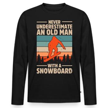 Snowboarding gift idea for snowboarders Snowboar - Men's Premium Organic Long Sleeve Shirt - black - Front - Nico (187cm)