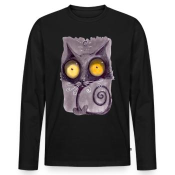 Serial Cat 21 - Men's Premium Organic Long Sleeve Shirt - black - Front - Nico (187cm)