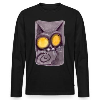 Serial Cat 15 - Men's Premium Organic Long Sleeve Shirt - black - Front - Nico (187cm)