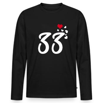 33 hearts 33rd birthday anniversary - Men's Premium Organic Long Sleeve Shirt - black - Front - Nico (187cm)