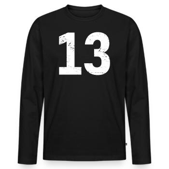 Cool Number 13 - 13 Years Old 13th Birthday Gift - Men's Premium Organic Long Sleeve Shirt - black - Front - Nico (187cm)
