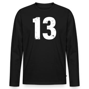 Cool Number 13 - 13 Years Old 13th Birthday Gift - Men's Premium Organic Long Sleeve Shirt - black - Front - Nico (187cm)