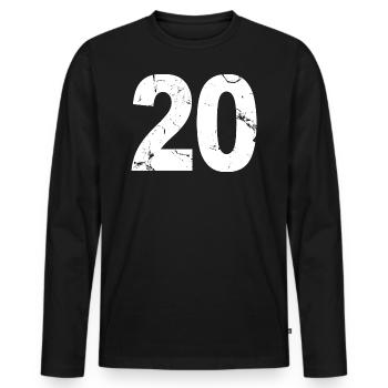 Cool Number 20 - 20 ans 20th Birthday Gift - T-shirt manches longues Premium bio Homme - noir - Devant - Nico (187cm)