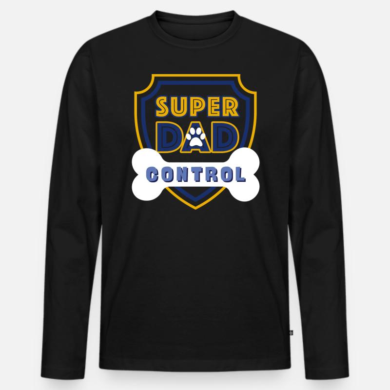 Super Dad Control Dark Blue - Männer Premium Bio Langarmshirt - Schwarz