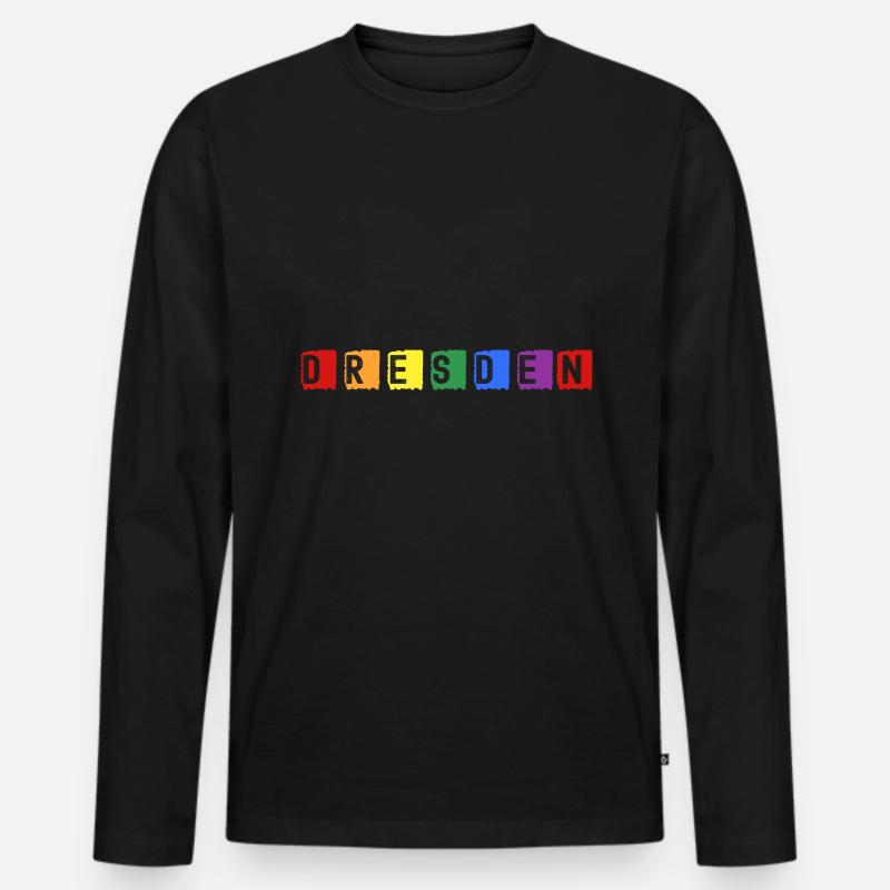 Dresden - Männer Premium Bio Langarmshirt - Schwarz