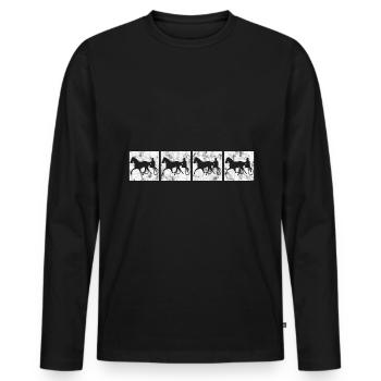 Trotter trotting races in retro or vintage style - Men's Premium Organic Long Sleeve Shirt - black - Front - Nico (187cm)