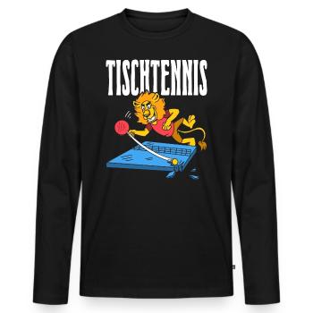 Table Tennis Lion Ping Pong Lion Outfit Table - Men's Premium Organic Long Sleeve Shirt - black - Front - Nico (187cm)