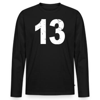 Cool Number 13 - 13 Years Old 13th Birthday Gift - Men's Premium Organic Long Sleeve Shirt - black - Front - Nico (187cm)