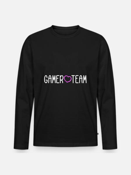 Gamer Team - Männer Premium Bio Langarmshirt - Schwarz