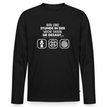Nur eine Stunde die Woche, Freiwillige Feuerwehr - Männer Premium Bio Langarmshirt - Schwarz - Vorne - Nico (187cm)