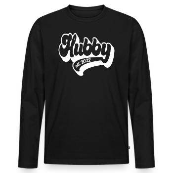 2022 - zukünftiger Ehemann, Verlobungspartei - Männer Premium Bio Langarmshirt - Schwarz - Vorne - Nico (187cm)