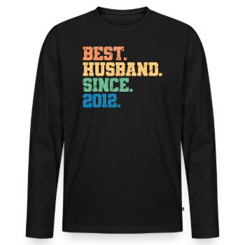 Meilleur mari depuis 2012, cadeau d’anniversaire de 11 ans - T-shirt manches longues Premium bio Homme - noir - Devant - Nico (187cm)