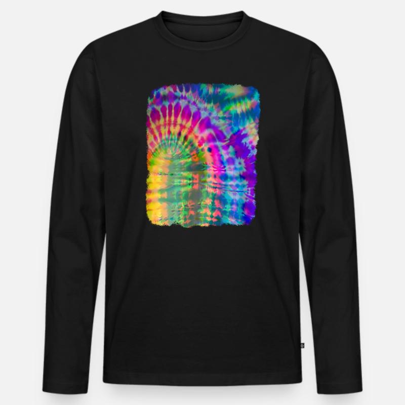 Tie Dye Batik - Männer Premium Bio Langarmshirt - Schwarz