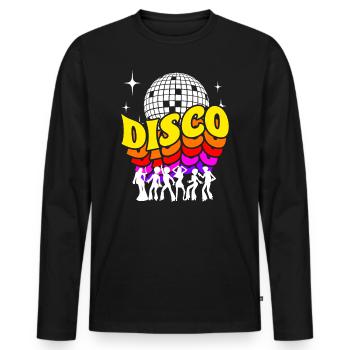 Chemise rétro Disco 70s - T-shirt manches longues Premium bio Homme - noir - Devant - Nico (187cm)