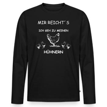 Mir reichts ich geh zu meinen Hühnern - Design - Männer Premium Bio Langarmshirt - Schwarz - Vorne - Nico (187cm)