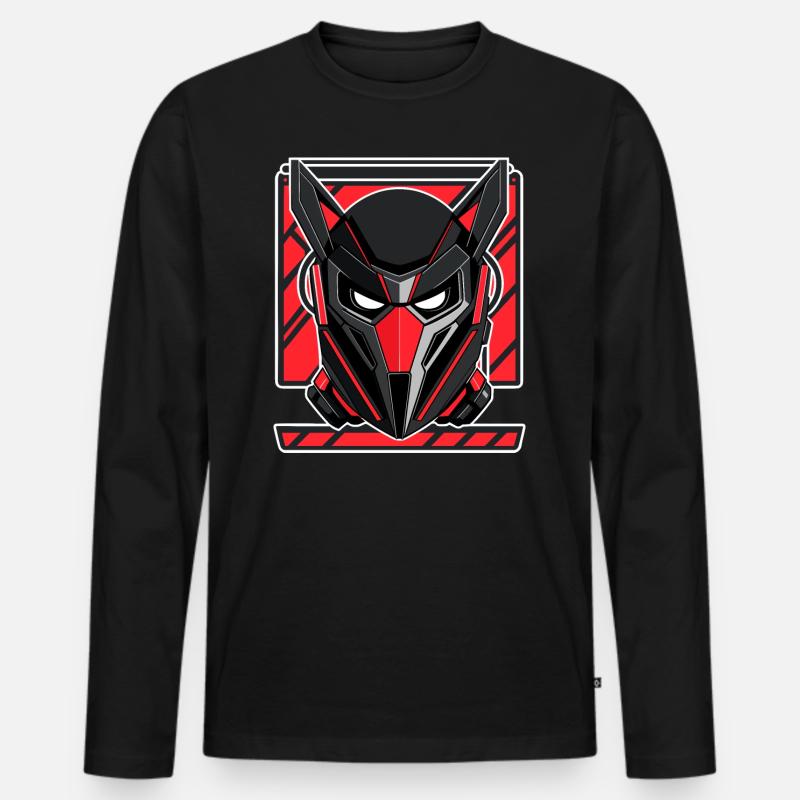 Böser Roboter - Männer Premium Bio Langarmshirt - Schwarz