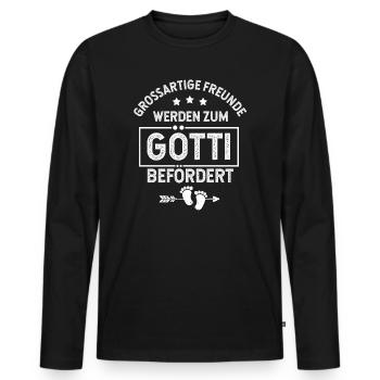 Götti werden - Männer Premium Bio Langarmshirt - Schwarz - Vorne - Nico (187cm)
