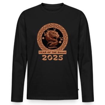 2025 Jahr der Schlange Chinesisches Zodiac - Männer Premium Bio Langarmshirt - Schwarz - Vorne - Nico (187cm)